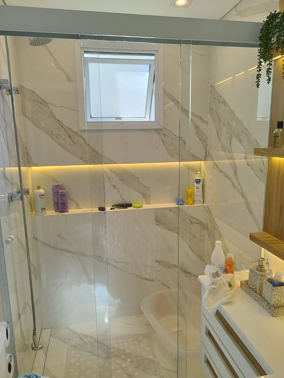 Box de vidro transparente para banheiro